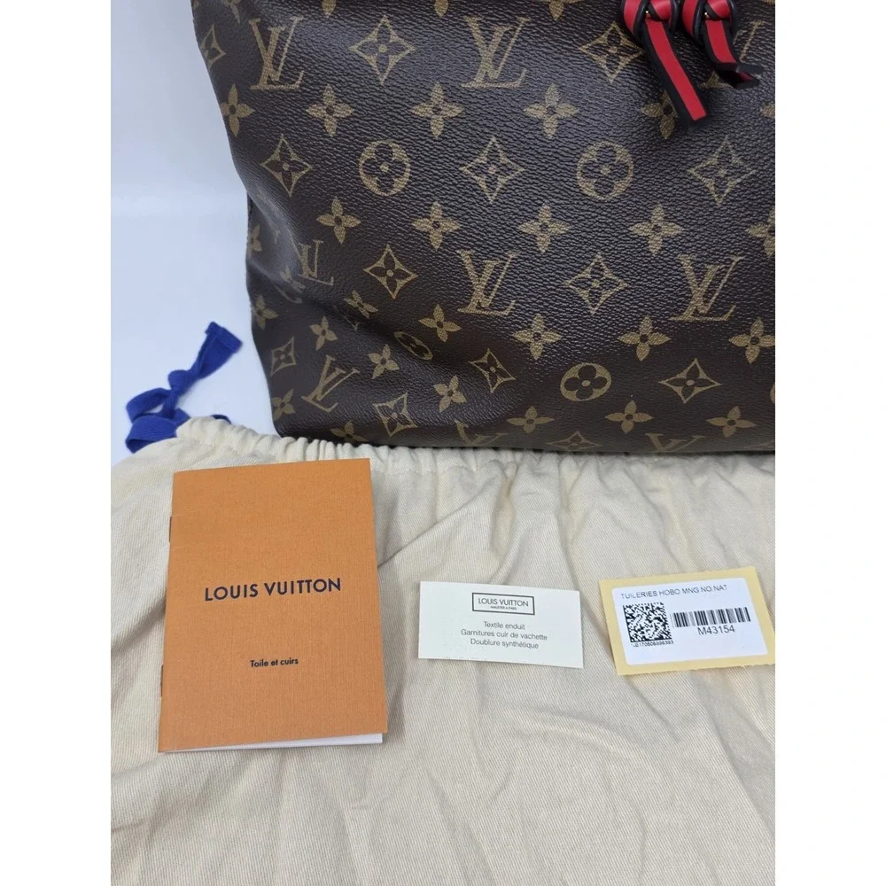 Louis Vuitton Monogram Tuileries Hobo M43154 Coated Canvas Leather Trim Handbag
